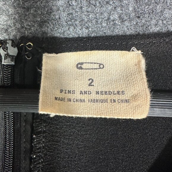 Anthropologie Pins and Needles Dress Womens 2 Black Back Zip Cap Sleeve Aline - Picture 4 of 7